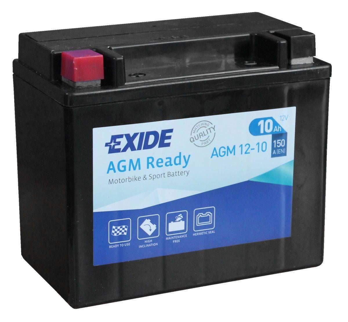 Мото акумулятор EXIDE Ready AGM 6СТ-10Ah Аз 12 В 150А EN AGM12-10