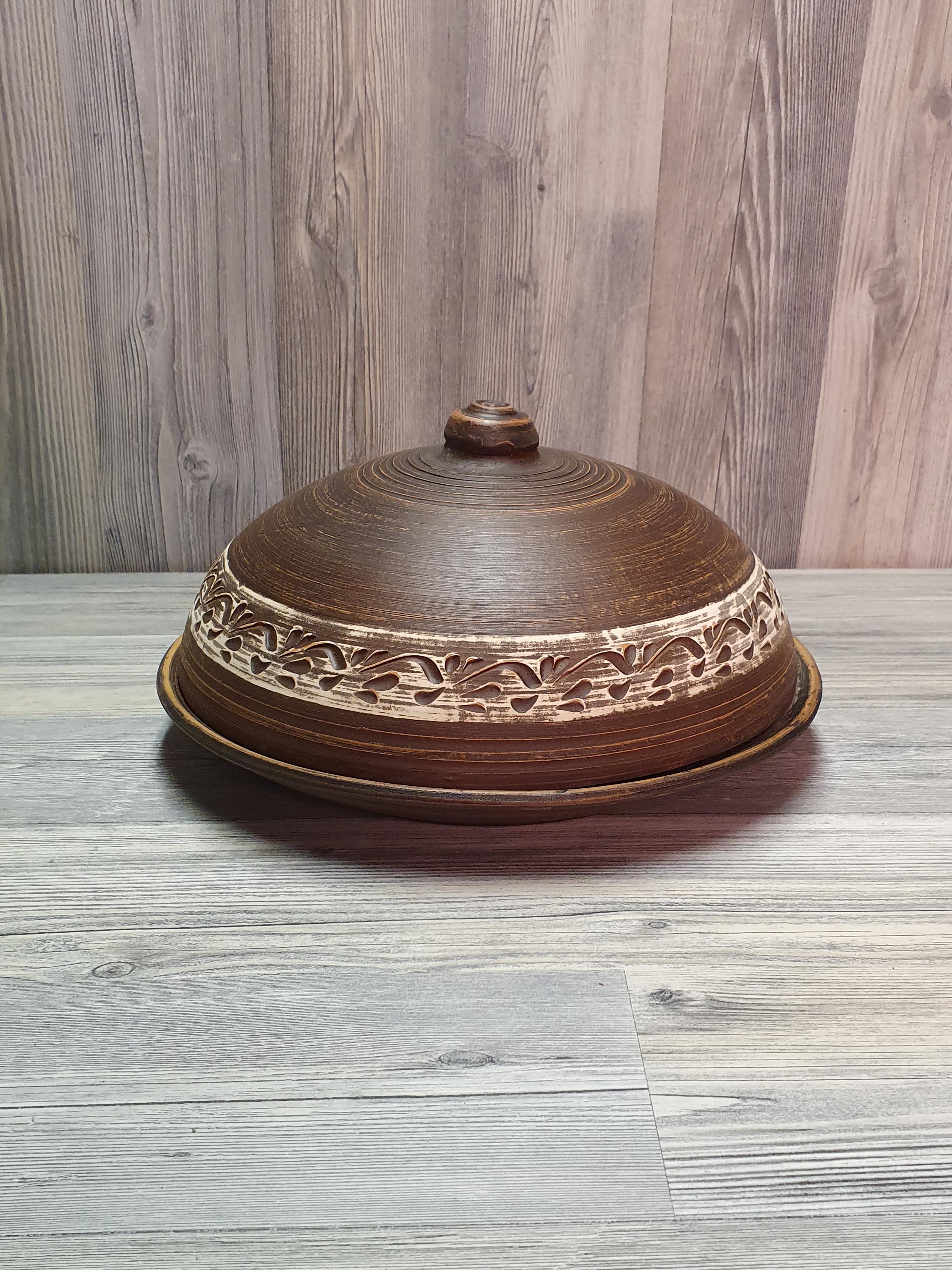 Блюдо с крышкой для блинов глиняное (5245) - фото 4 Блюдо с крышкой для блинов глиняное (5245) - фото 4