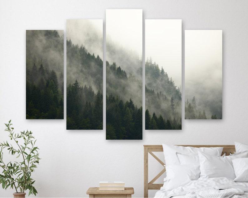Модульная картина на холсте из пяти частей KIL Art Лесной туман 187x119 см (M51_XL_411)