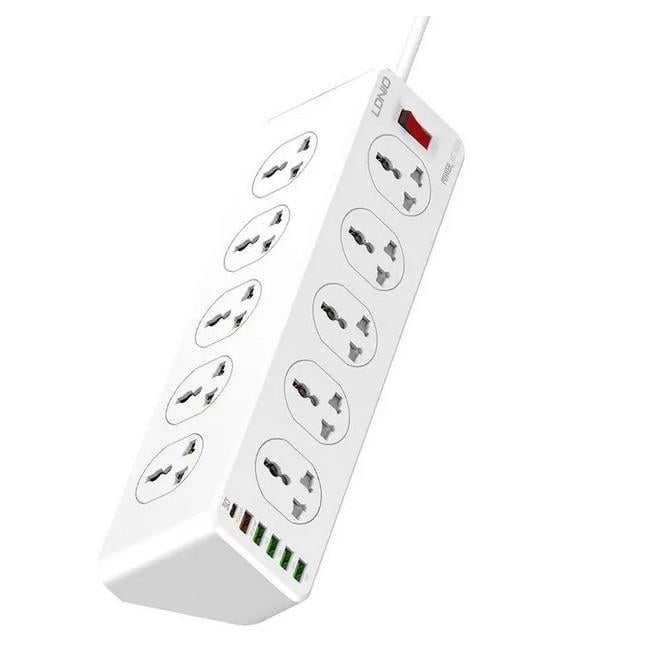 Мережевий фільтр/подовжувач LDNIO SC10610 5 USB 10 розеток 2 м White (017843) - фото 1