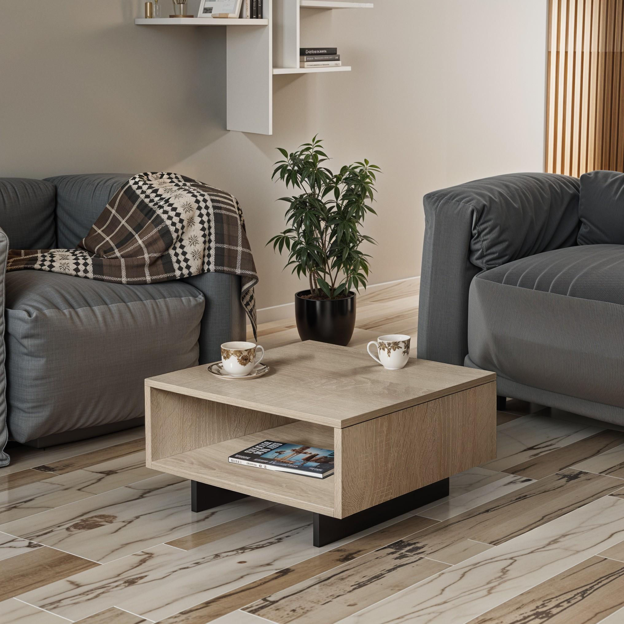 Журнальный стол S-20 590х590х320 мм Дуб Сонома/Антрацит