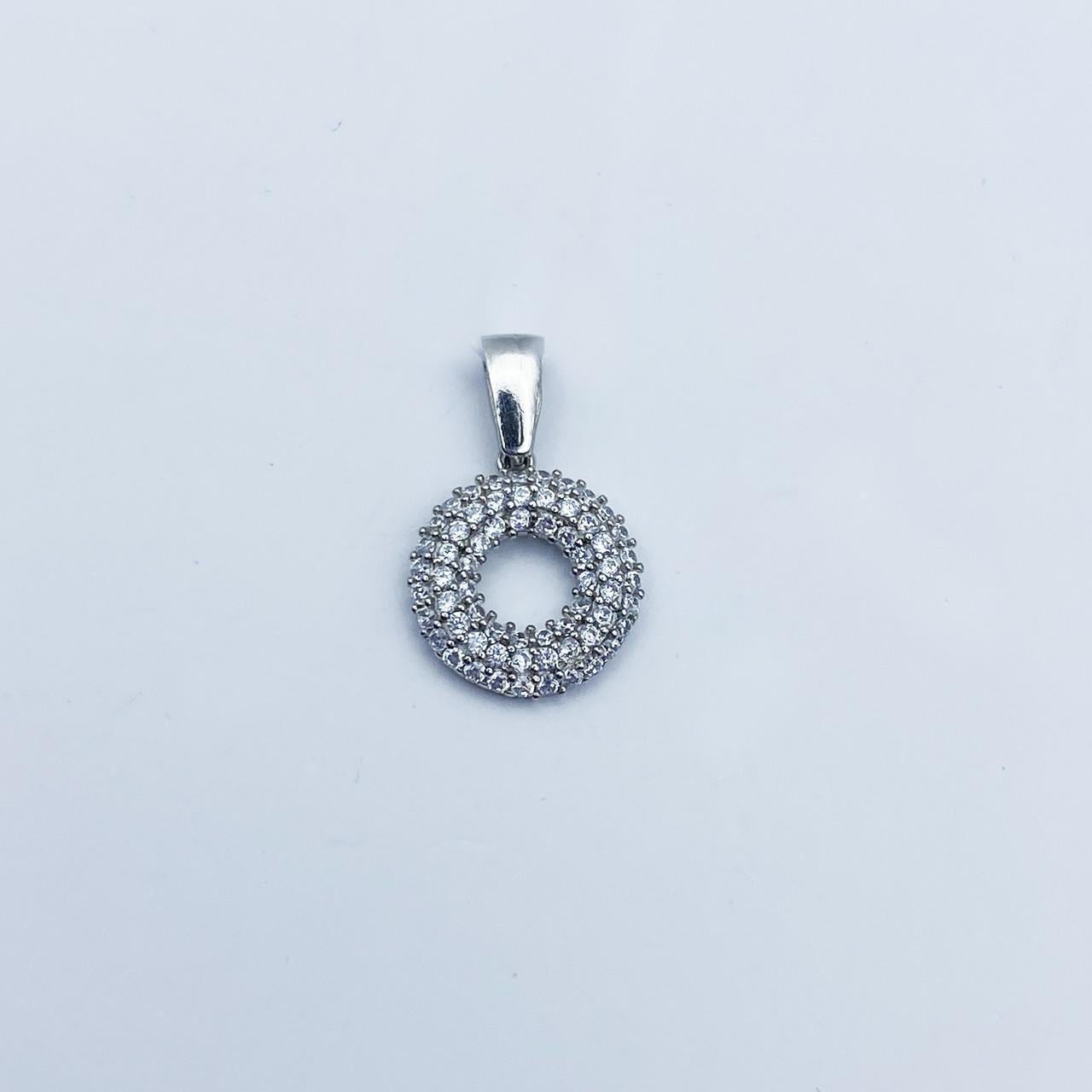 Серебряный кулон с кубическим цирконием Буква О 0,85 г (2208062083)
