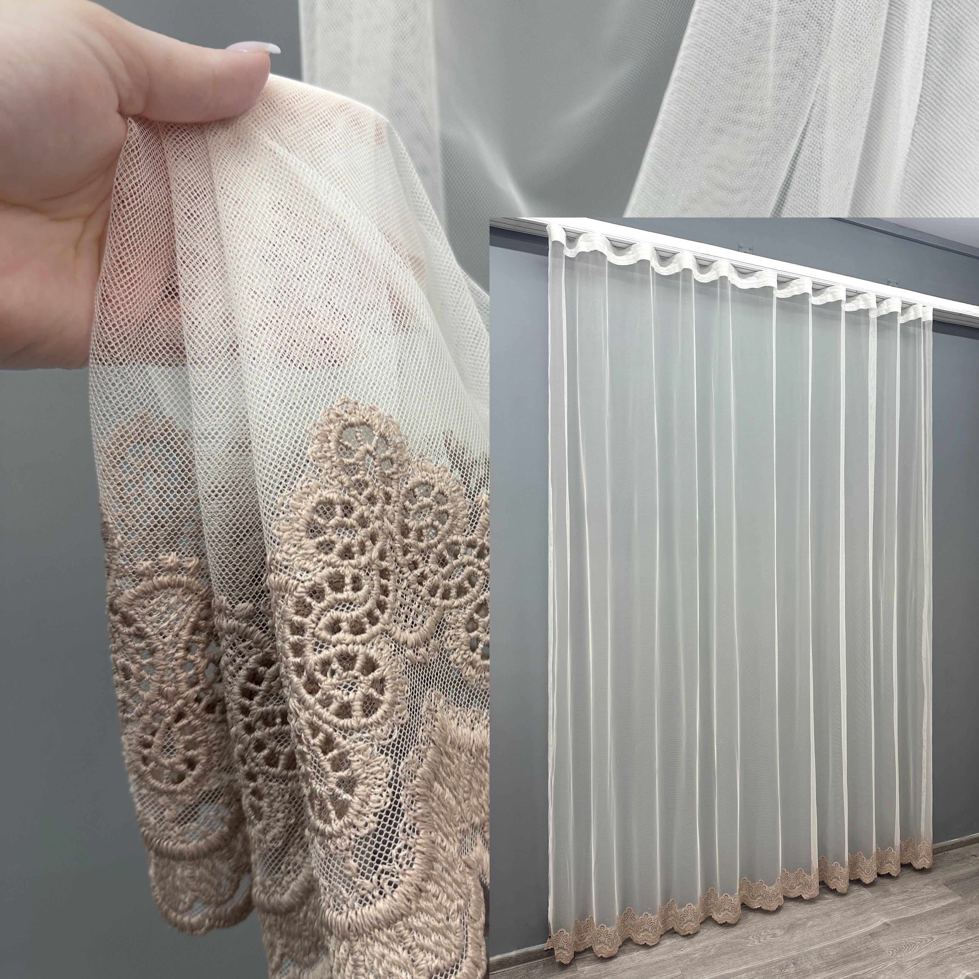 Тюль VR-Textil 1699т Грек-сітка з вишивкою та люрексом 300х270 см Молочний/Пудровий (42-0733) - фото 3 Тюль VR-Textil 1699т Грек-сітка з вишивкою та люрексом 300х270 см Молочний/Пудровий (42-0733) - фото 3