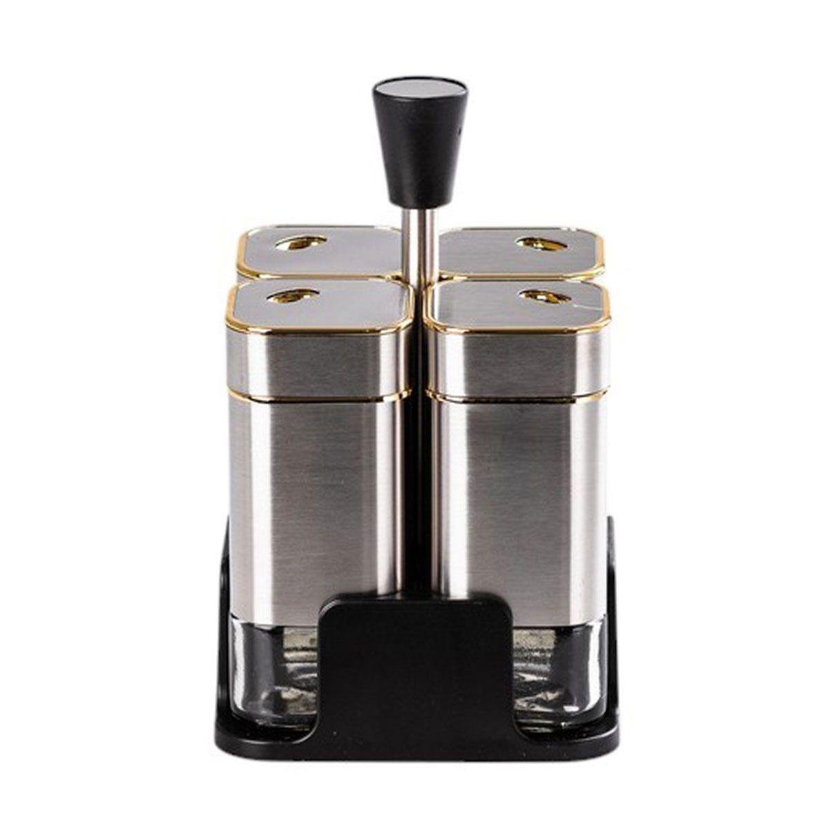 Набір ємностей для спецій 4 шт. на підставці 120 мл Хром (HP-1318)