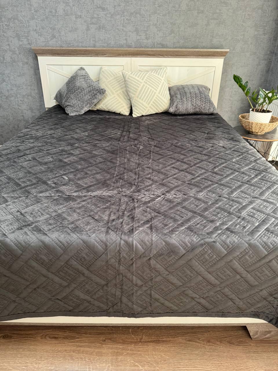 Плед велюровый Макси 230х260 см Графитовый (14071260) - фото 5