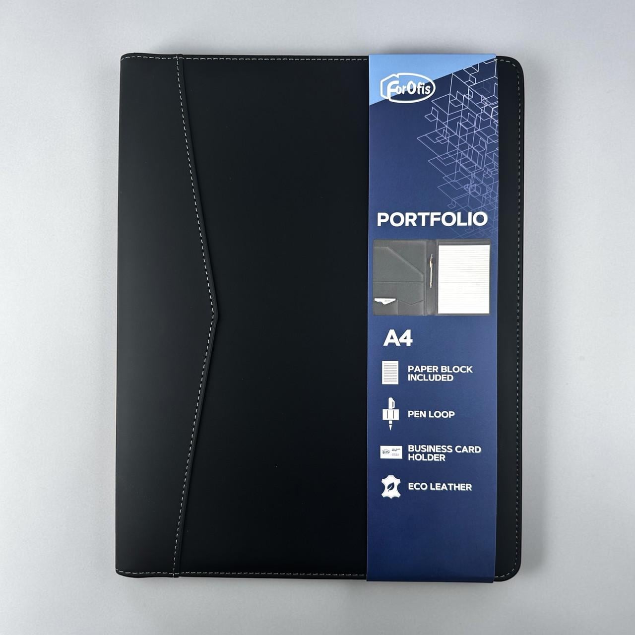 Папка ділова із екошкіри ForOfis 91821 з блокнотом Чорний (3135221059)