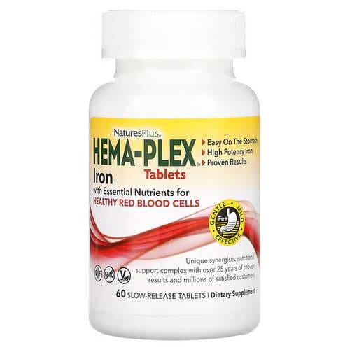 Железо NaturesPlus Hema-Plex 60 табл. с медленным высвобождением (NAP-03762)