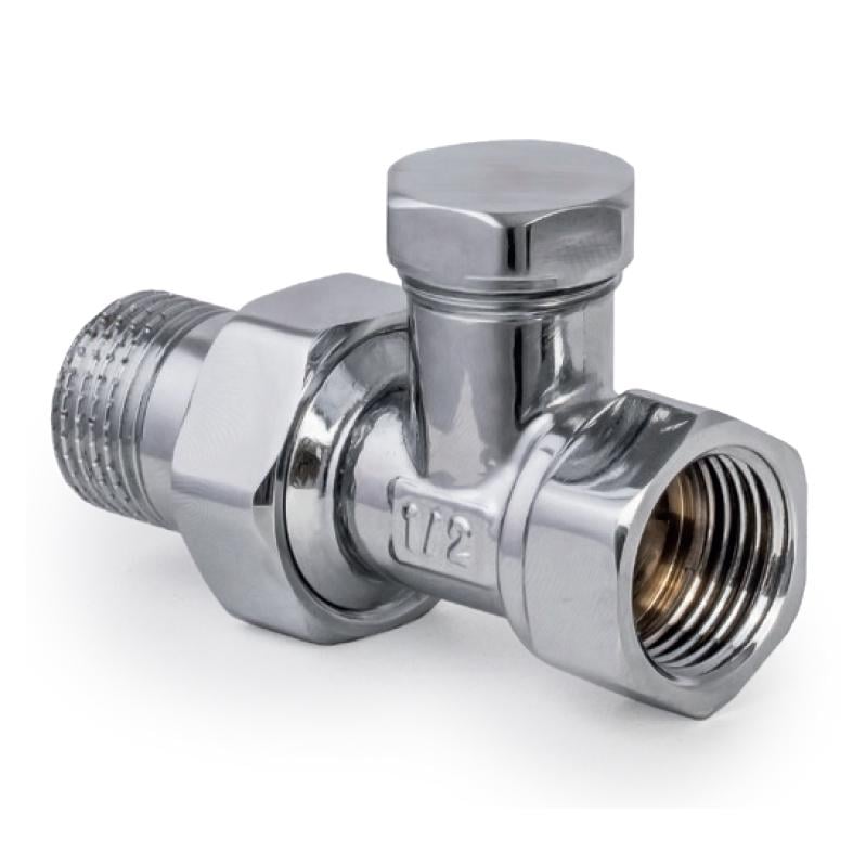 Кран балансировочный радиаторный прямой KOER KR.904.CHR 1/2"x1/2" с американкой (KR2824)