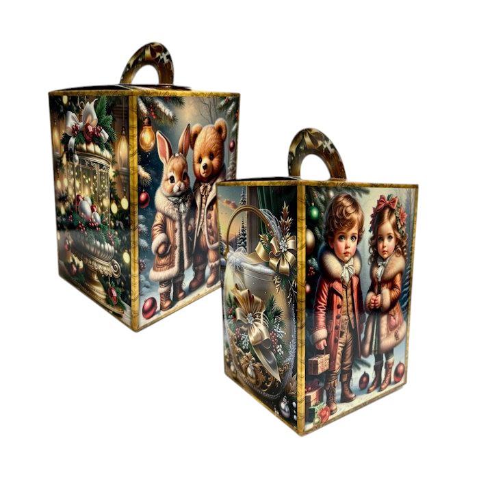 Набор картонных коробок Новогодняя история самосборные для подарка 24х14х14 см 2 шт. (BT-2385)