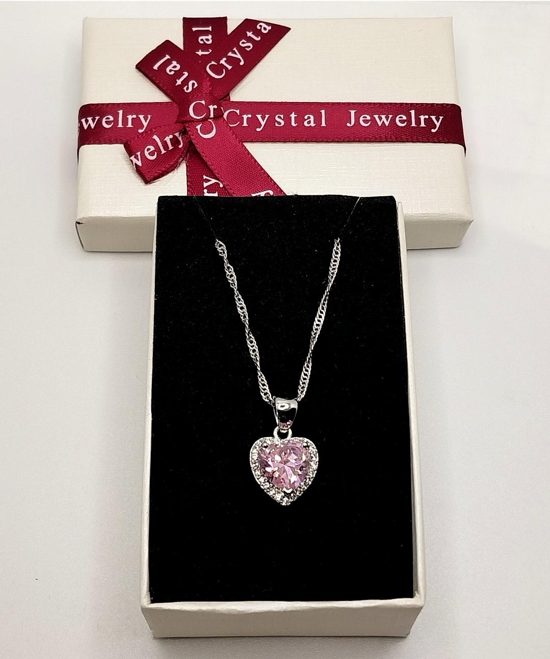 Колье сердце розовый топаз на цепочке ювелирный сплав Серебристый (2127257832) Колье сердце розовый топаз на цепочке ювелирный сплав Серебристый (2127257832)