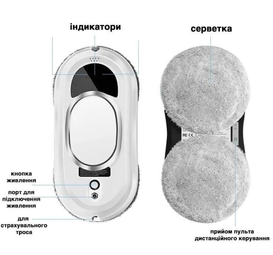Робот-мойщик окон Glass Cleaning Robot дистанционное управление Белый (2104618661) - фото 14 Робот-мойщик окон Glass Cleaning Robot дистанционное управление Белый (2104618661) - фото 14