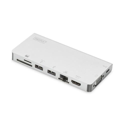 Хаб зовнішній USB Digitus USB-C/3хUSB 3.0/HDMI/VGA Сірий (DA-70866)