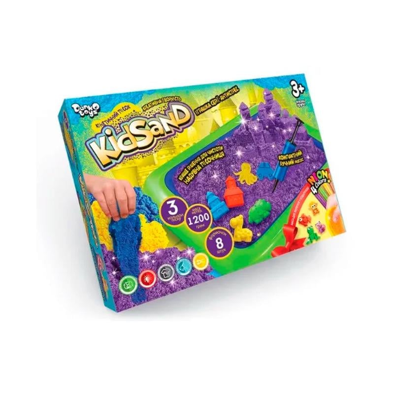Кинетический песок Danko Toys KidSand 1200 г и песочница 7х19х26 см (KS-02-02U)