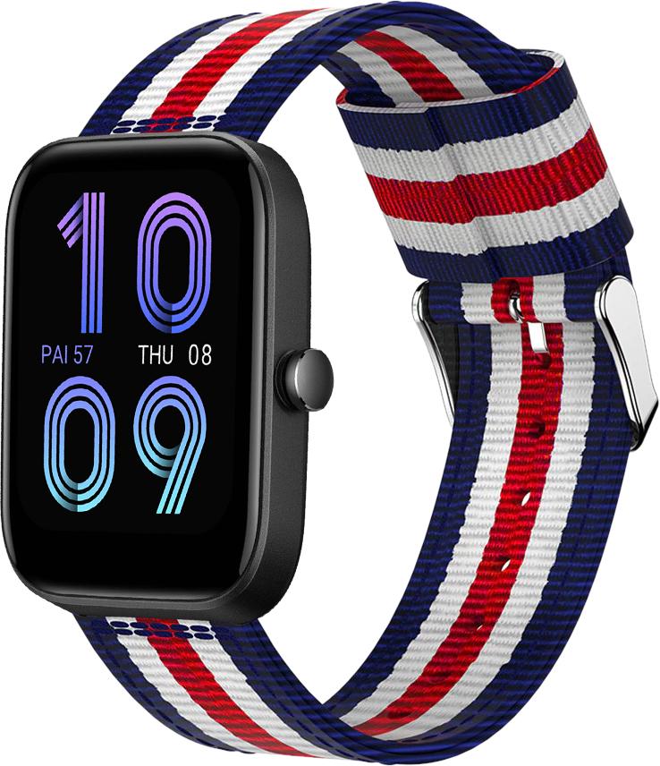 Браслет тканинний Canvas для Amazfit Bip 3 Blue/White/Red (28049)