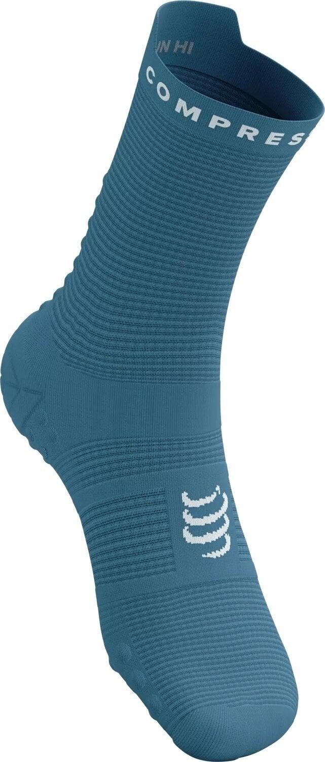 Шкарпетки Compressport Pro Racing Socks V4.0 Run high T4 Niagara Blue/White (3e3a09bb) - фото 2