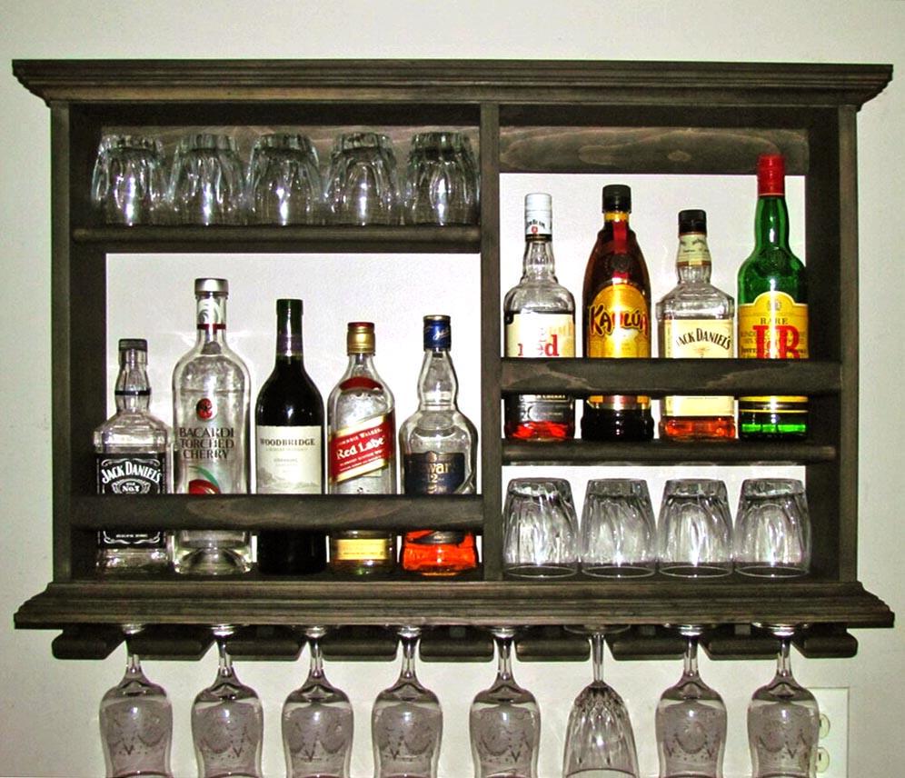 Полка для вина настенная из дерева Ситара Мокко (ПНК-008910)