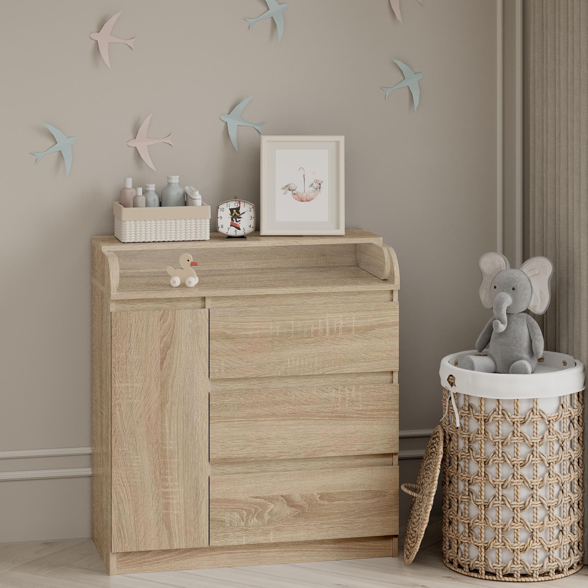 Комод пеленальный Line KPF3+1D 900x450x970 мм Дуб Сонома Комод пеленальный Line KPF3+1D 900x450x970 мм Дуб Сонома