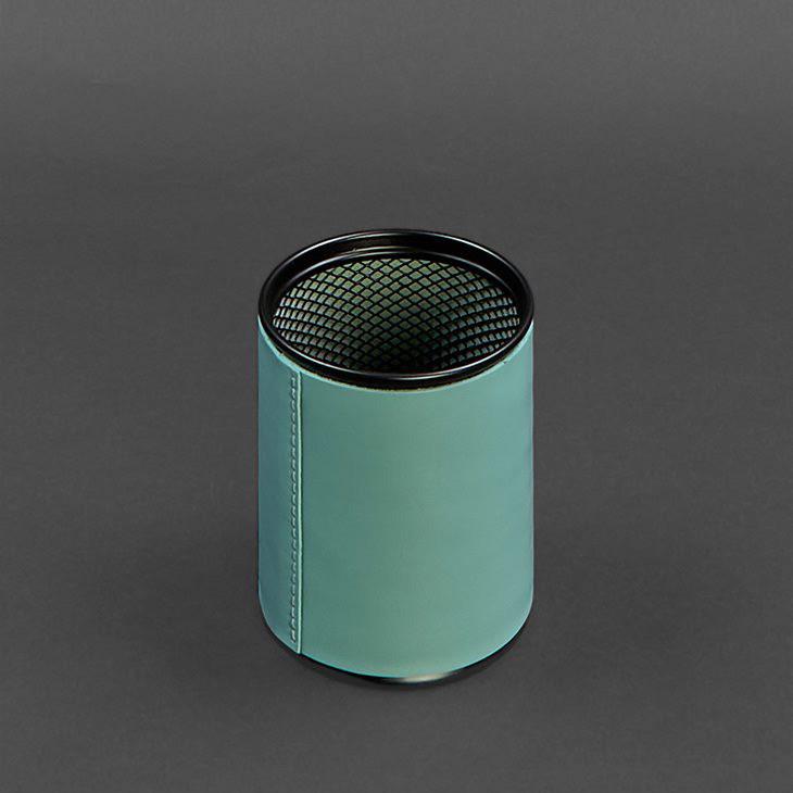 Стакан для ручек в кожаном чехле краст Бирюзовый (A-027809) - фото 4 Стакан для ручек в кожаном чехле краст Бирюзовый (A-027809) - фото 4