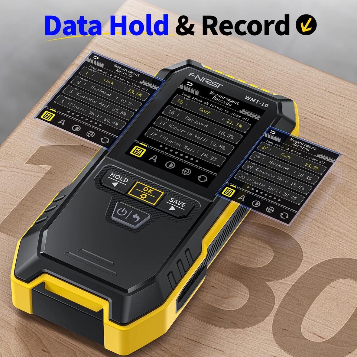 Вимірювач вологості деревини FNIRSI WMT-10 перезаряджається безштифтовий Black (WMT10) - фото 14 Вимірювач вологості деревини FNIRSI WMT-10 перезаряджається безштифтовий Black (WMT10) - фото 14