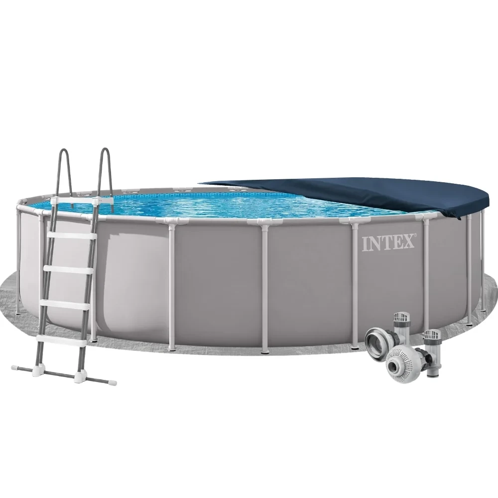 Бассейн каркасный круглый Intex 26756-4в1 Prism Frame 610х132 см с подстилкой/лестницей/тентом Серый (147-9-26756-4) Бассейн каркасный круглый Intex 26756-4в1 Prism Frame 610х132 см с подстилкой/лестницей/тентом Серый (147-9-26756-4)