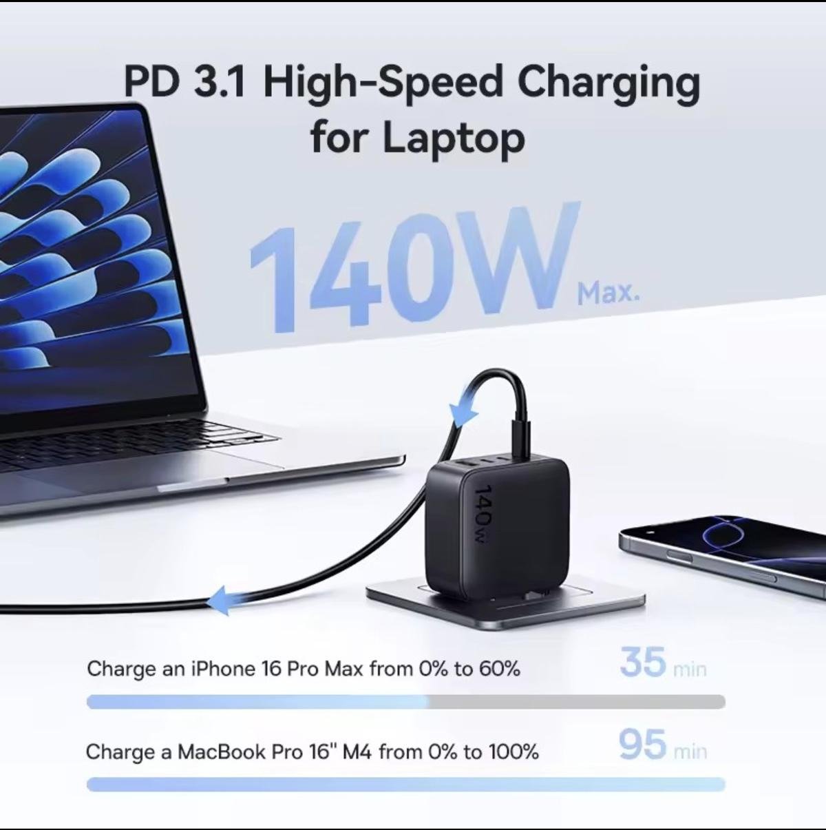 Зарядное устройство BASEUS EnerFill FH11 140w 3 Type-c х 1 USB (30633245) - фото 9 Зарядное устройство BASEUS EnerFill FH11 140w 3 Type-c х 1 USB (30633245) - фото 9