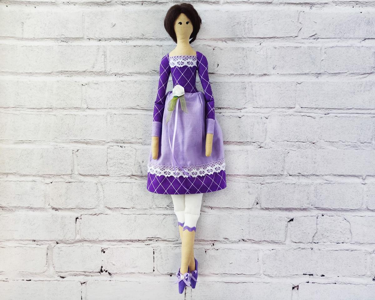 Интерьерная кукла в стиле тильда в платье Фиолетовый (1367348972)