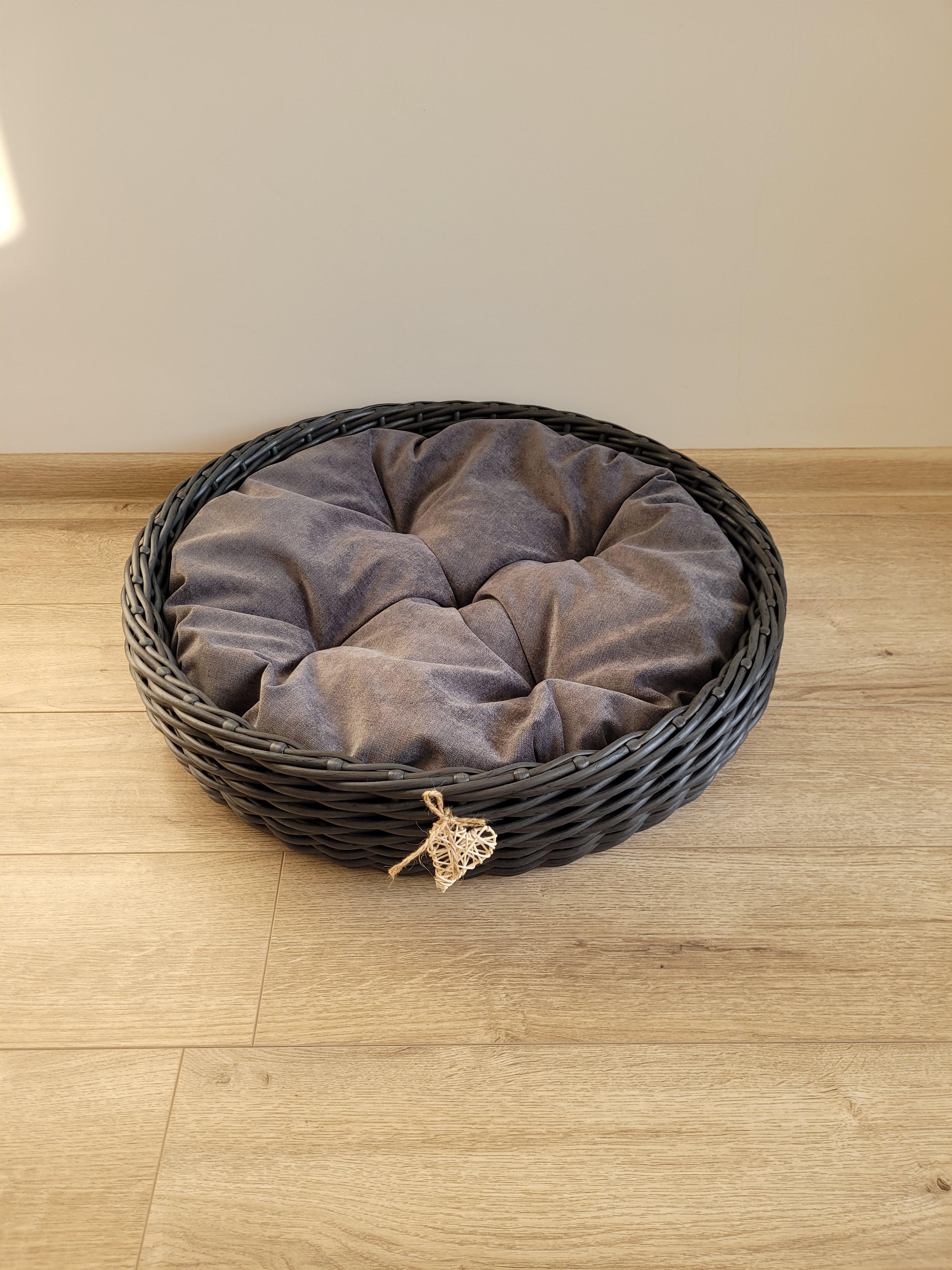 Лежак для животных из искусственного ротанга ручной работы M Графитовый (331005) - фото 4