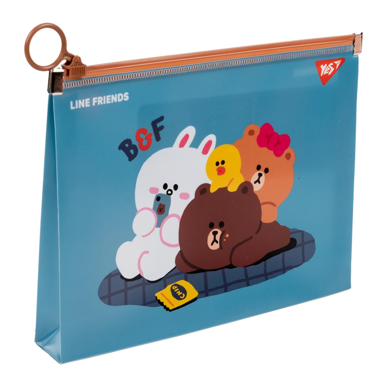 Папка-конверт Yes Line Friends Cony B6 на молнии Бирюзовый (492095)