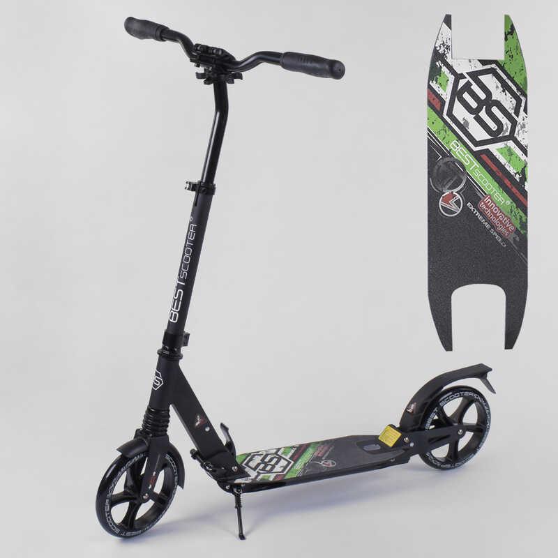 Самокат алюмінієвий Best Scooter з PU колесами та 2 амортизаторами Black/Green (92090) - фото 5