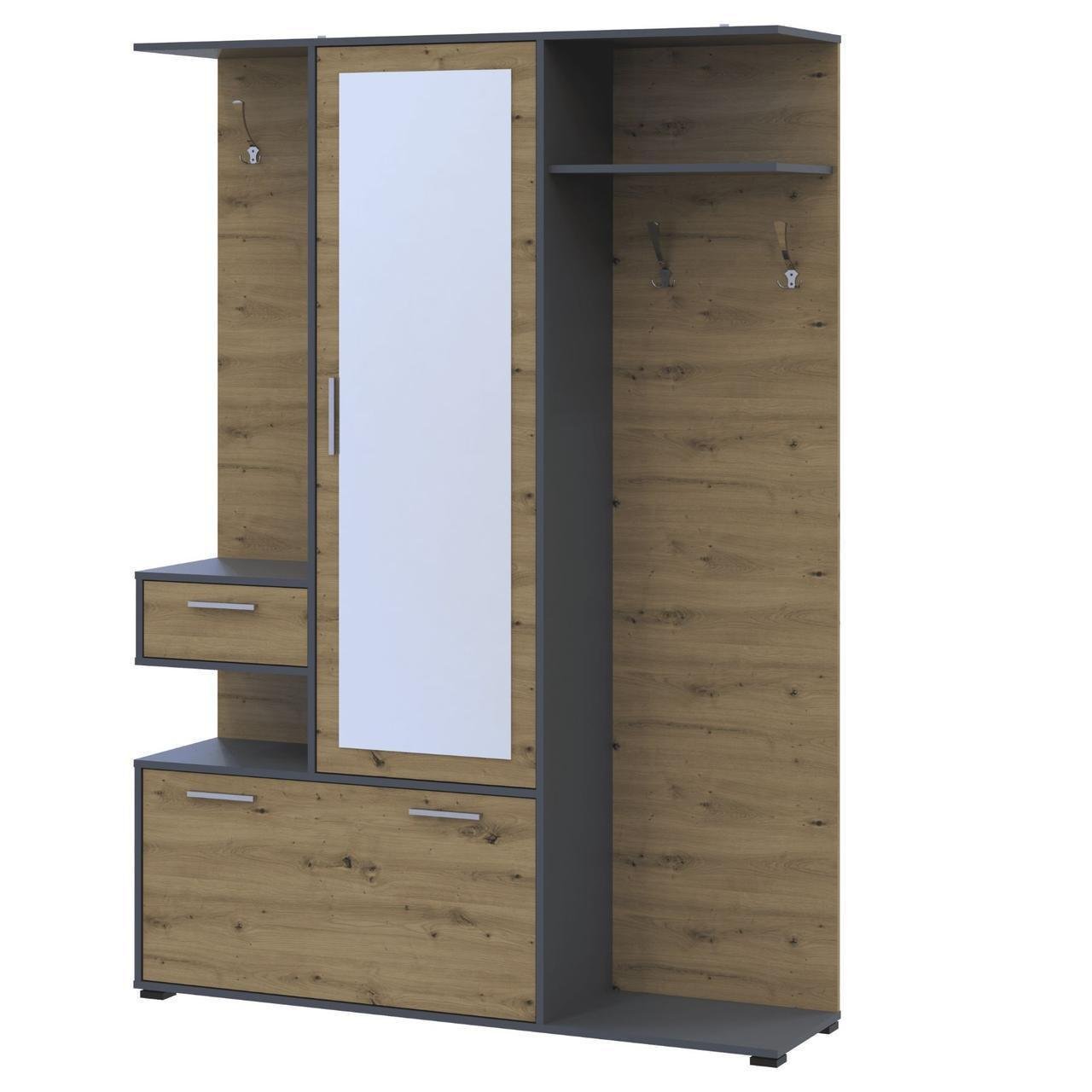 Прихожая Doros Финч 145х37х206 см Графит/Дуб Артизан (DRS-011338)