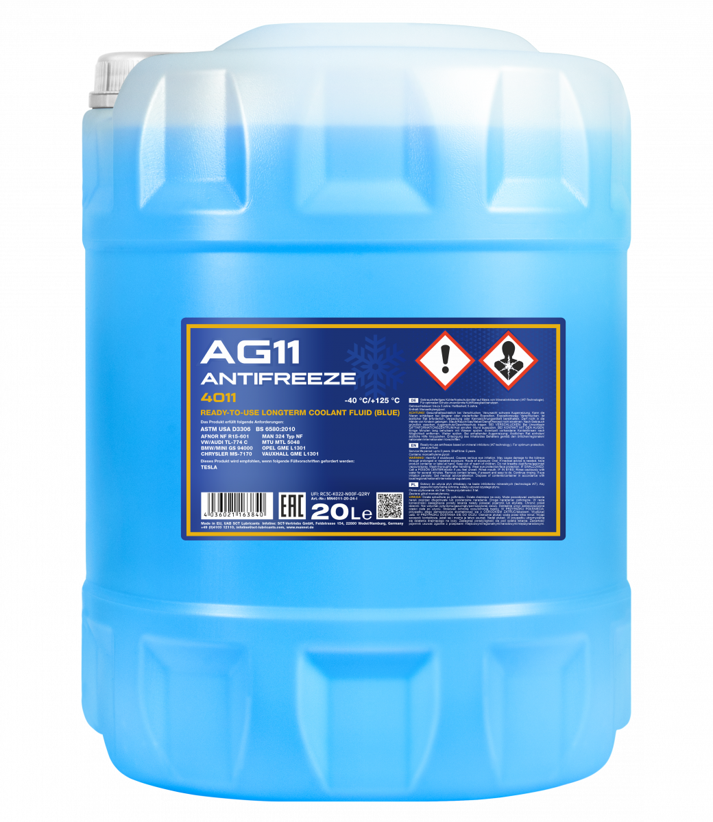 Антифриз Mannol 4011 Longterm Antifreeze AG11 -40°C готовий розчин 20 л Синій (MN4011-20) Антифриз Mannol 4011 Longterm Antifreeze AG11 -40°C готовий розчин 20 л Синій (MN4011-20)
