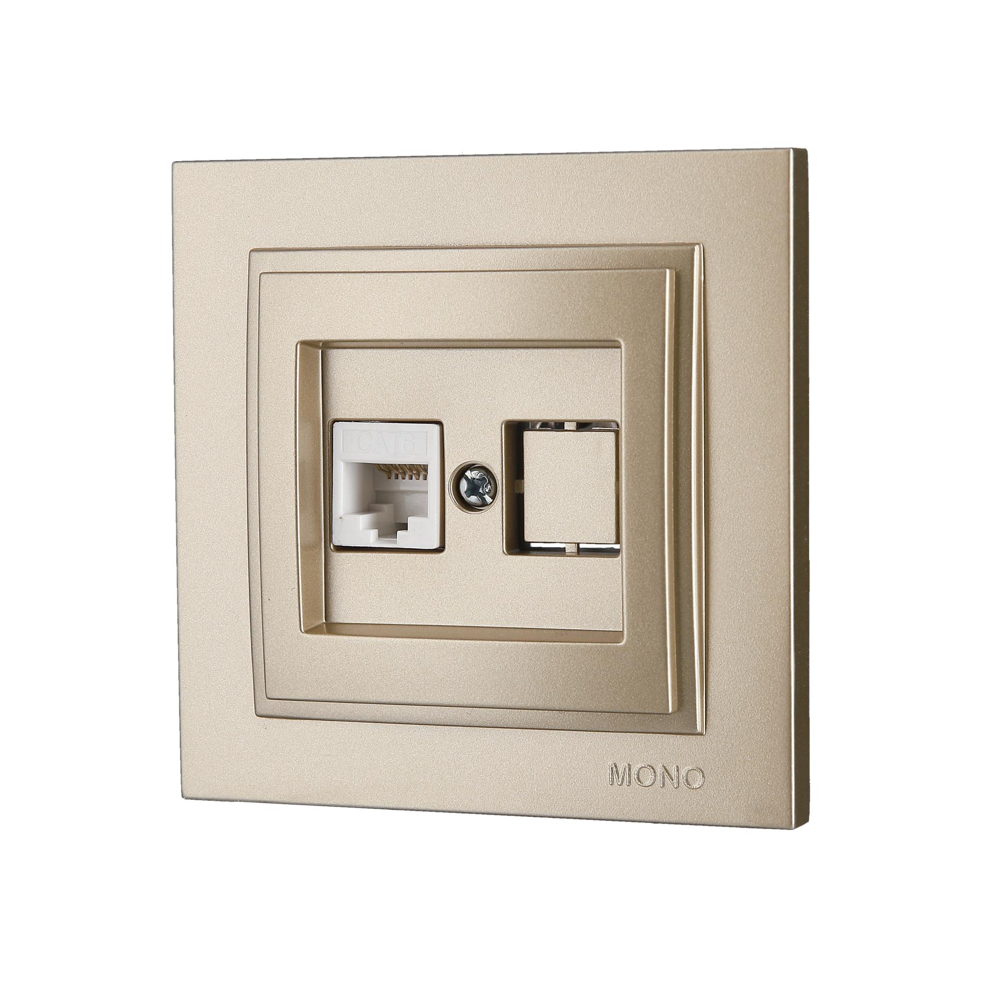 Розетка компьютерная Mono Electric Despina RJ45 CAT6 Титановый (102-222205-125) Розетка компьютерная Mono Electric Despina RJ45 CAT6 Титановый (102-222205-125)