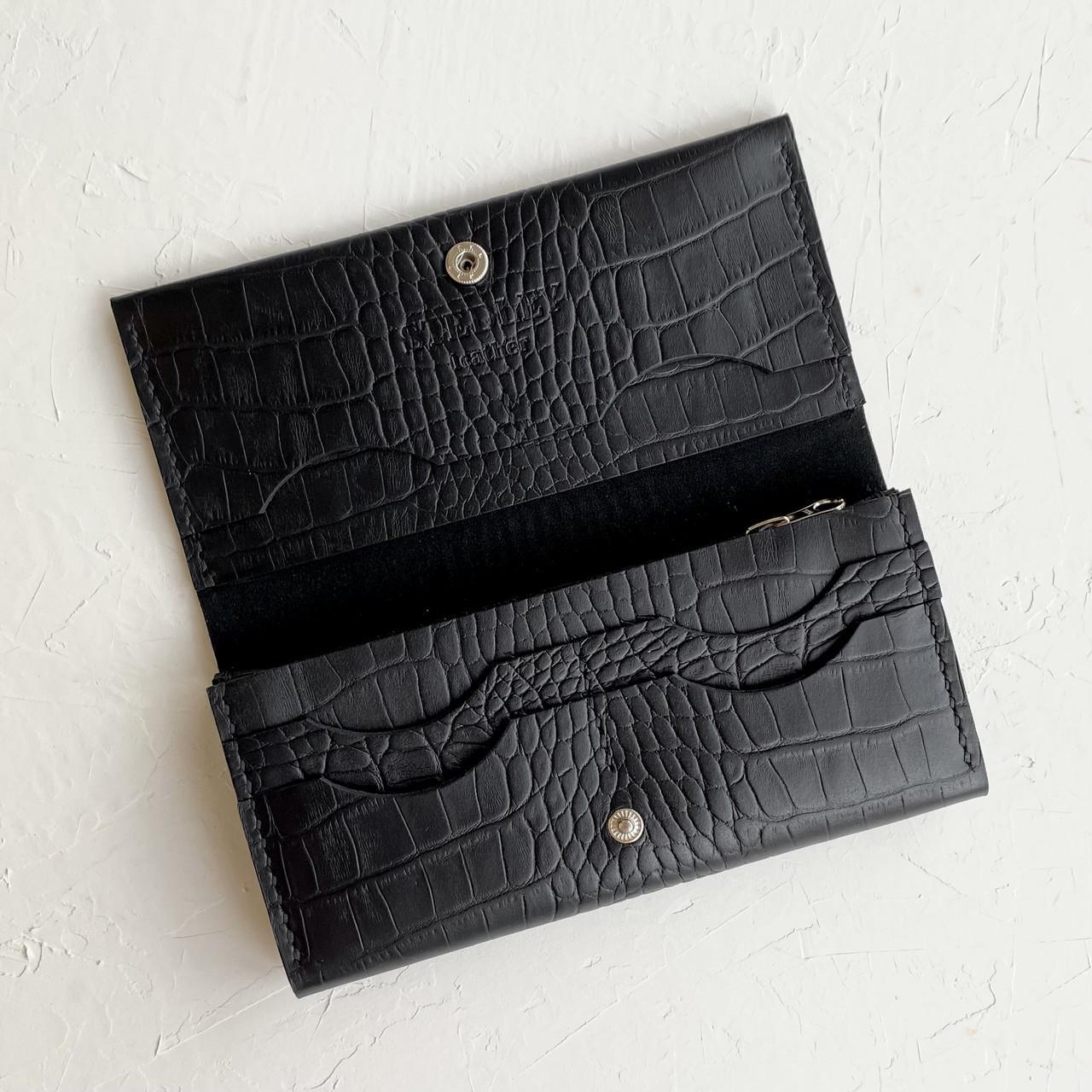 Кошелек женский Stedley leather Жасмин из натуральной кожи Черный кайман (30641013)