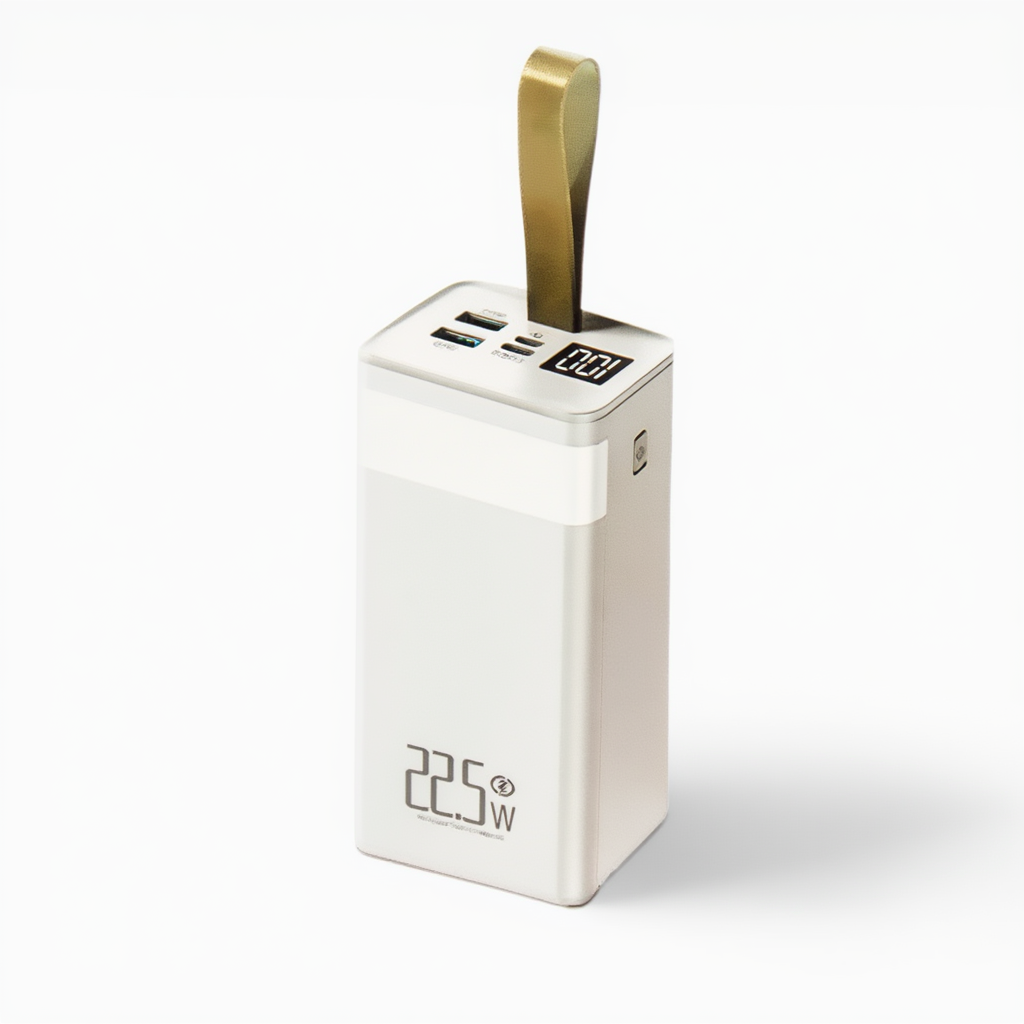 Повербанк із цифровим дисплеєм швидкою зарядкою 22,5 Вт та LED ліхтарем 30000 mAh Білий (HP-N50)