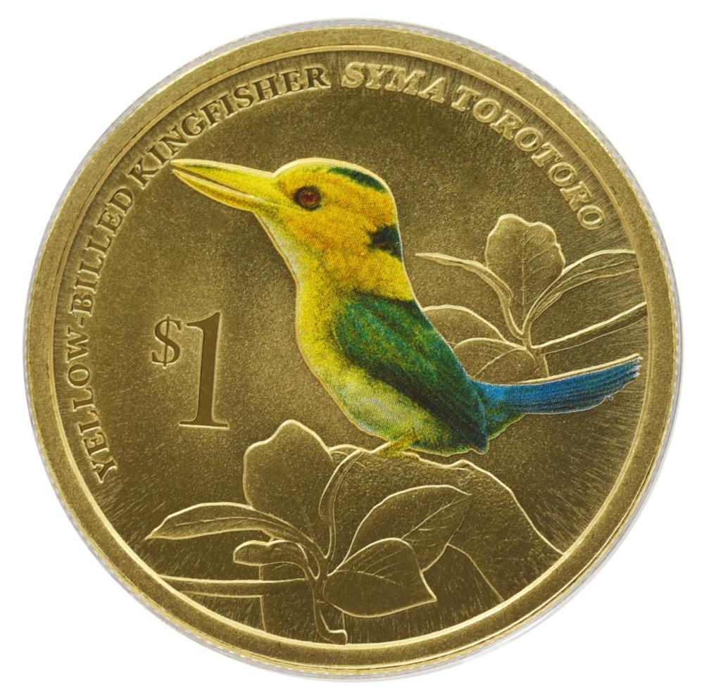 Коллекционная монета Тувалу 1 доллар 2013 UNC Птица-Октябрьская альцион (М25000)