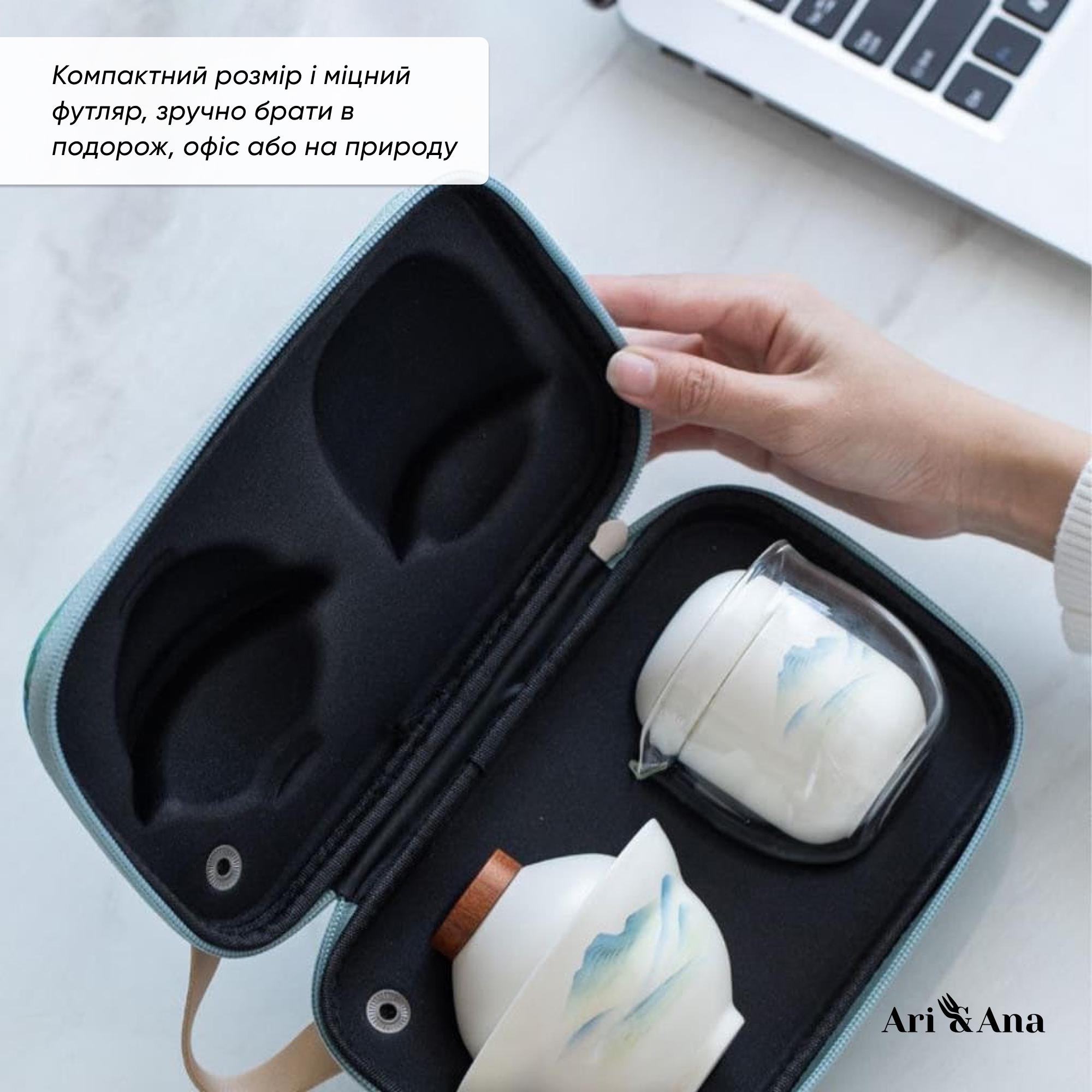 Набор портативный чай в футляре гайвань/чахай/чашки и контейнер для чая керамика (11111123) - фото 7 Набор портативный чай в футляре гайвань/чахай/чашки и контейнер для чая керамика (11111123) - фото 7