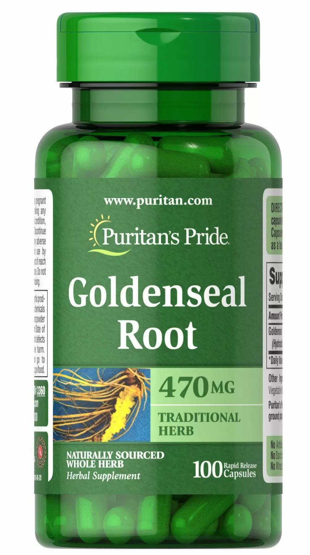 Натуральна добавка для імунітету Puritan's Pride Goldenseal Root 470 мг 100 Caps