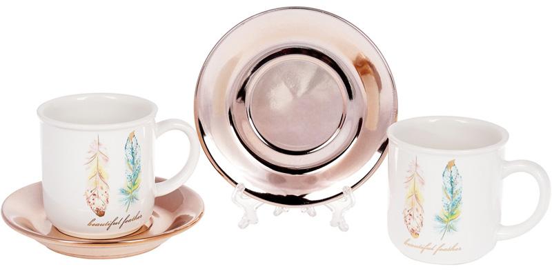 Чайный набор Плюмаж Перо жар-птицы 6 чашек 250 мл с блюдцами (BD-935-122) - фото 3 Чайный набор Плюмаж Перо жар-птицы 6 чашек 250 мл с блюдцами (BD-935-122) - фото 3