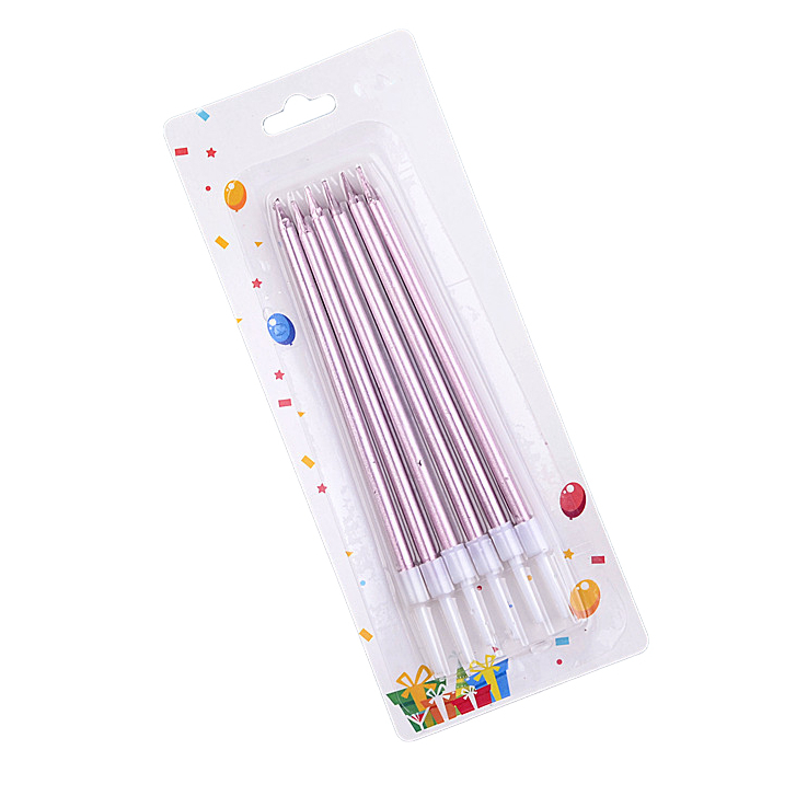 Свічки для торта Металік 6 шт. Рожевий (16077)