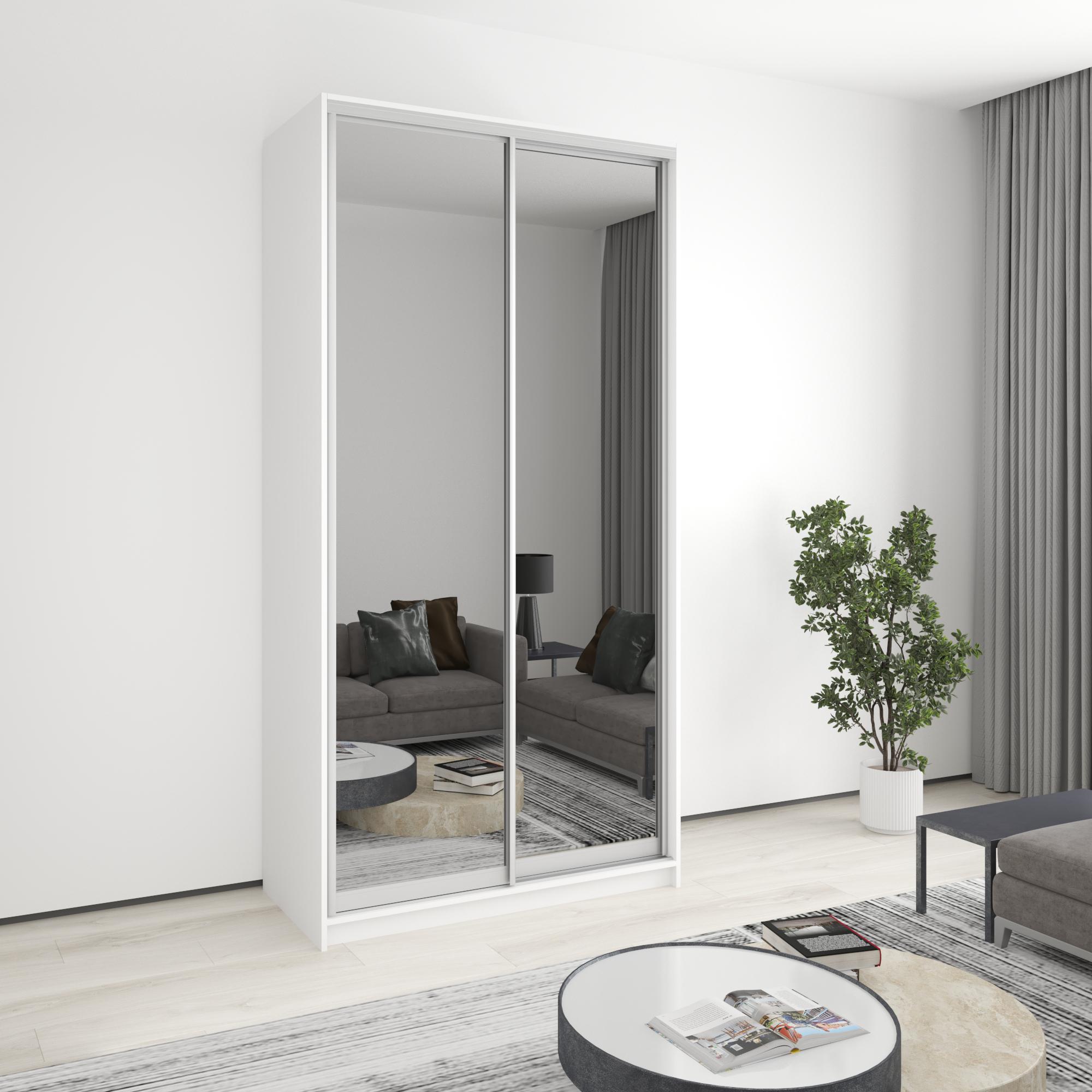 Шкаф-купе двухдверный MebelStar Уни AL 2 зеркала 120x60x240 см Аляска белый (MBS-4002)