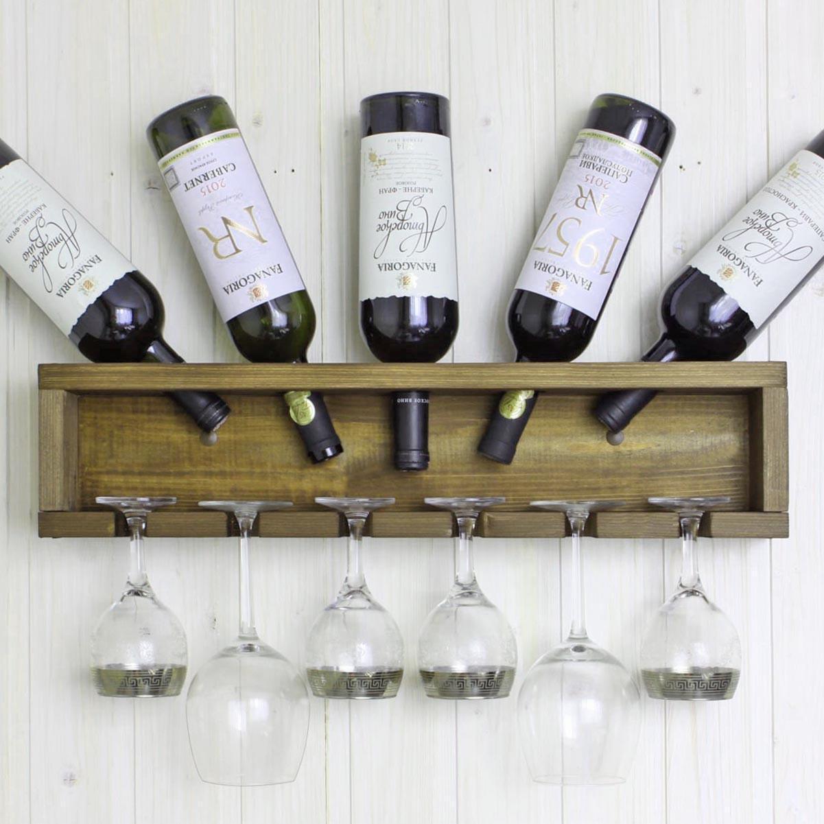 Полиця для вина настінна з дерева Мурокаї Мускат (ПНК-022807)