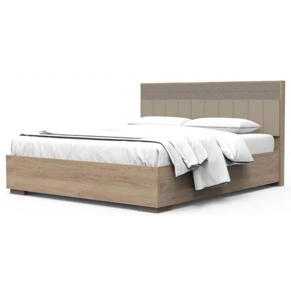 Двоспальне ліжко Світ Меблів Грейс 160х200 (з ламелевим каркасом) 1680х2100х1200 з ДСП дуб королівський/капучіно лак