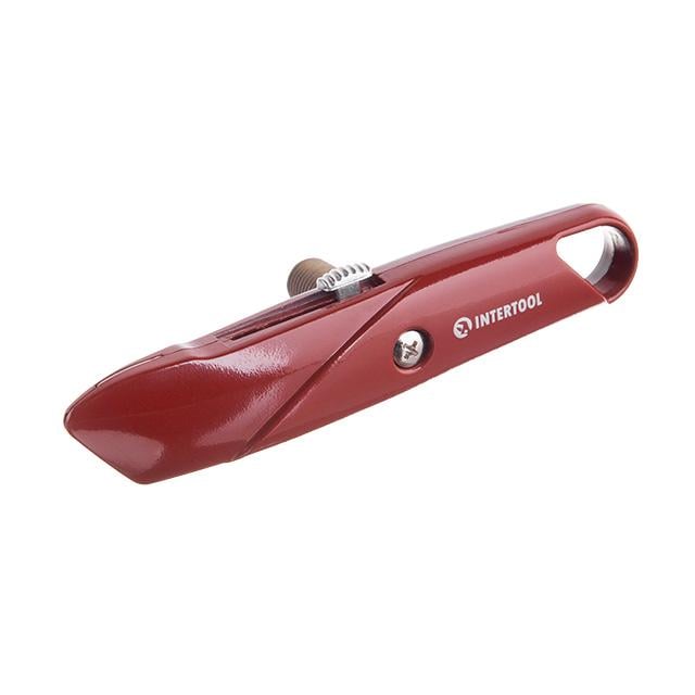 Ніж з висувним трапецієподібним лезом Intertool 60х19 мм металевий корпус (HT-0505)