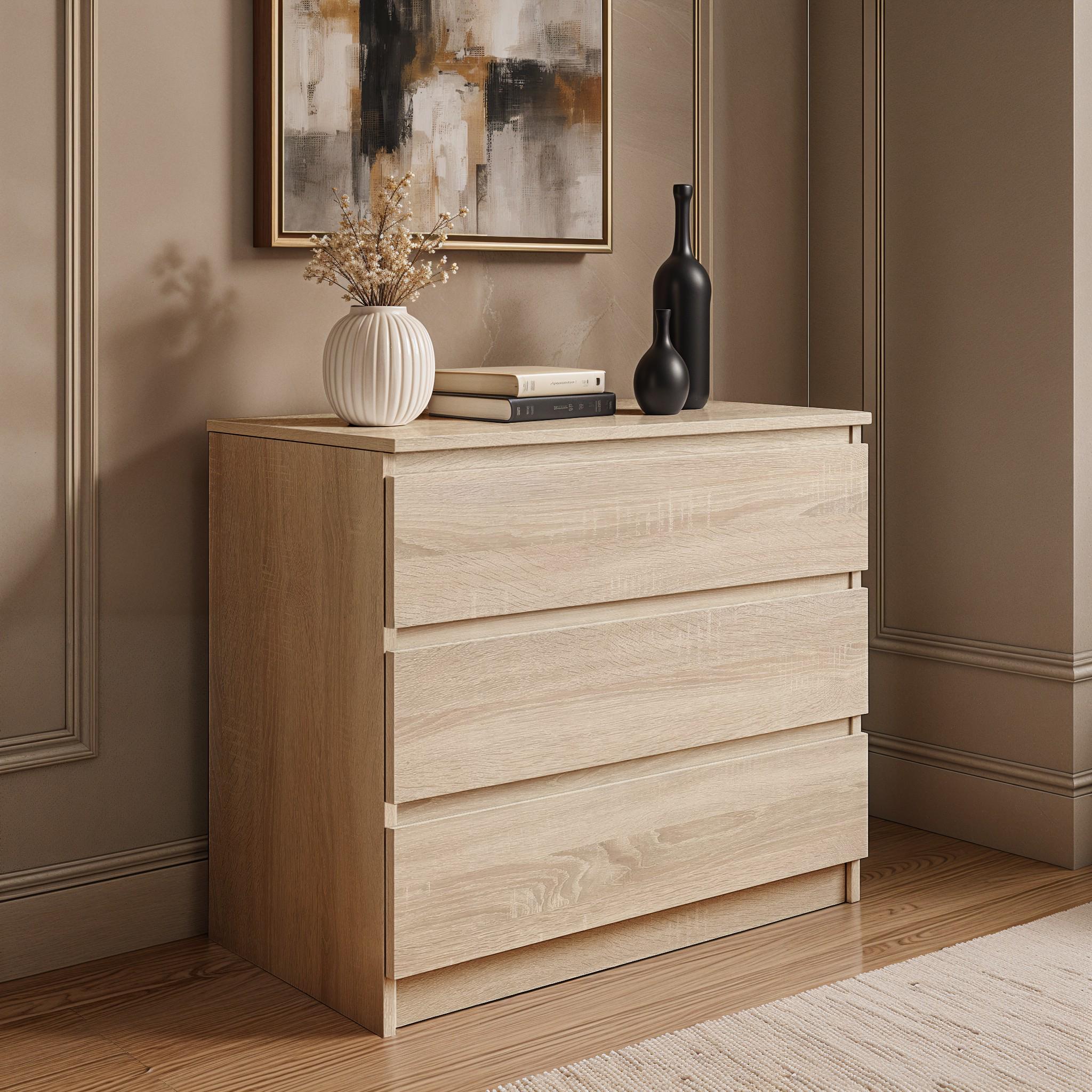 Комод на 3 ящика без ручек FT-214 800х400х755 мм Дуб сонома - фото 2