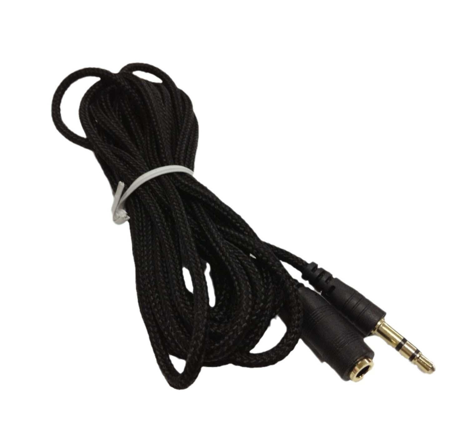 Кабель 3,5 мм Male 3-піна/Jack 3,5 мм Female тканинна обмотка 5 м (A-48122)