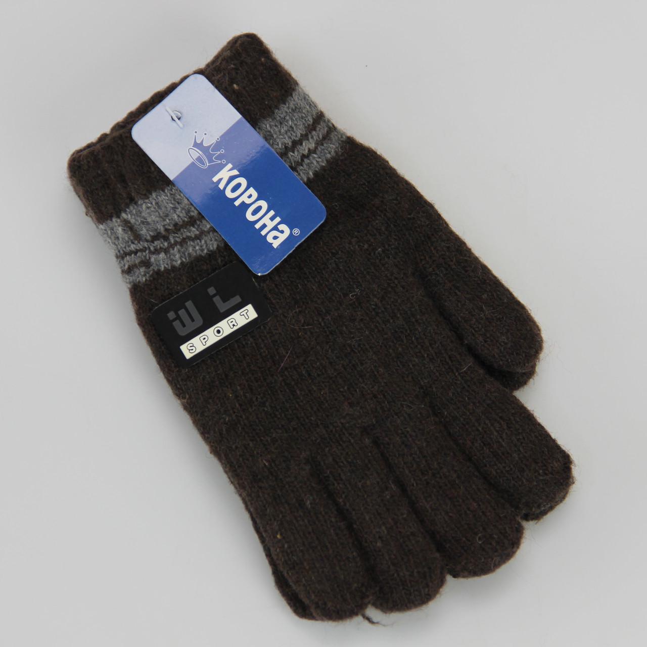 Рукавички для хлопчика вовняні зимові подвійні 5-7 років Коричневий (33506)