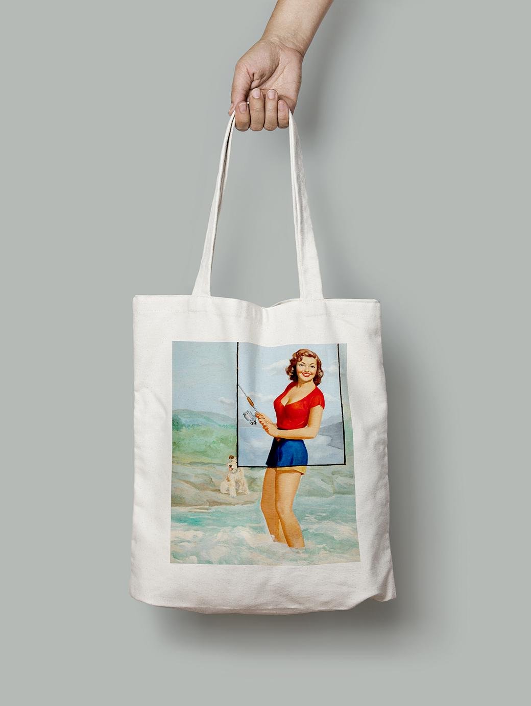 Эко-сумка Девушка с удочкой. Уолт Отто шопер (pin_up010097_Bag)