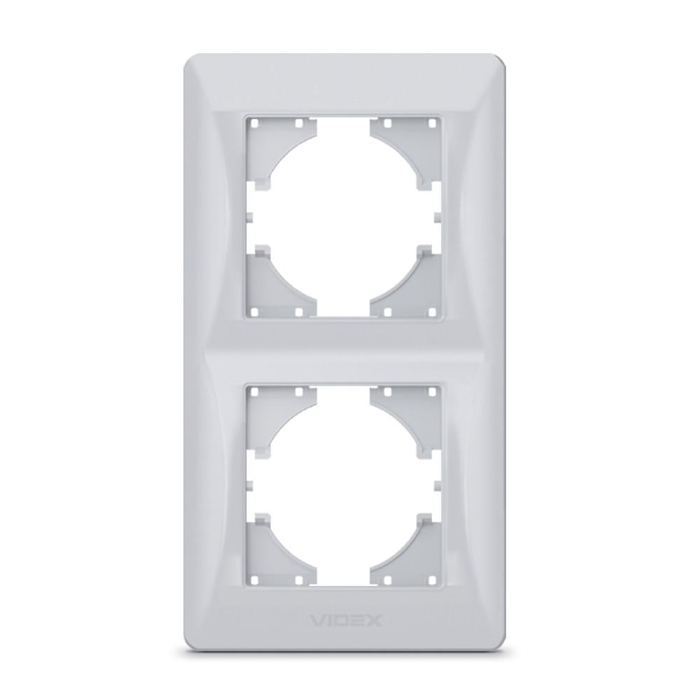 Рамка Videx BINERA 2-постовая вертикальная Серебряный шелк (12587)