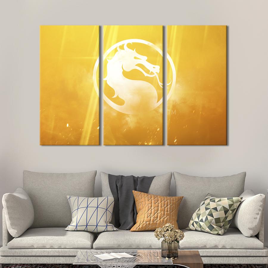 Картина на холсте триптих Смертельная битва 156x100 см (1500-31)