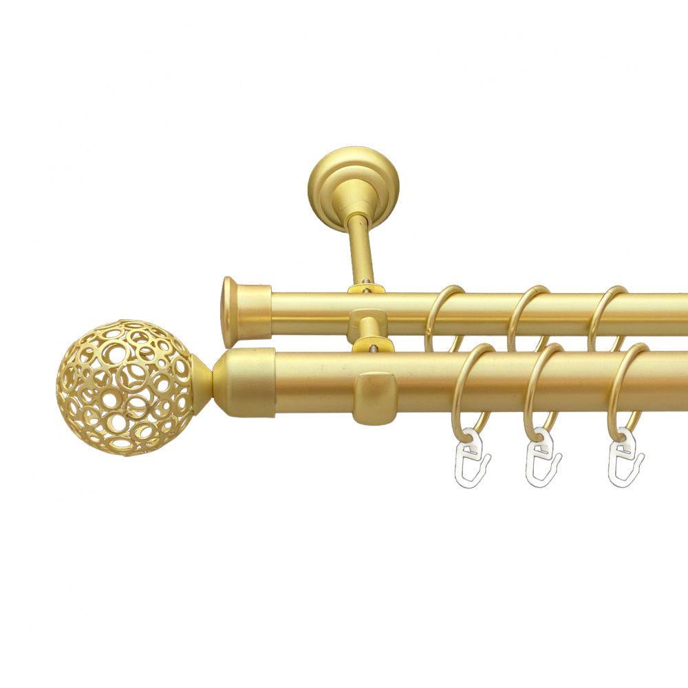 Карниз Orvit Савона металевий дворядний відкритий гладка труба кільце металеве Матове 25/19 мм 240 см Золото (00-00010681) - фото 1 Карниз Orvit Савона металевий дворядний відкритий гладка труба кільце металеве Матове 25/19 мм 240 см Золото (00-00010681) - фото 1